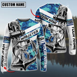 Maxcorner Walleye Fishing Jersey Sun Protection Sea Camo Pattern Personalized Name And Team Name Long Sweat Shirt