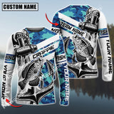 Maxcorner Crappie Fishing Jersey Sun Protection Sea Camo Pattern Personalized Name And Team Name Long Sweat Shirt