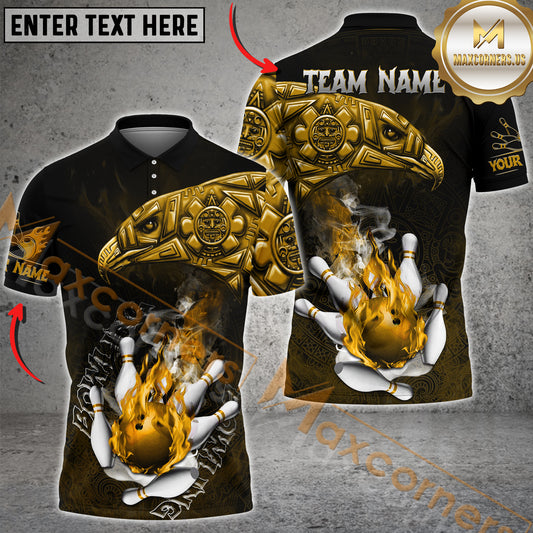 Maxcorners Bowling Aztec Multicolor Options Personalized Name, Team Name 3D Shirt (4 colors)