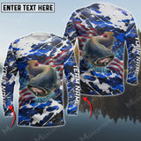 Maxcorner Catfish Fishing Flag US Pattern Personalized 3D Long Sleeve Shirt