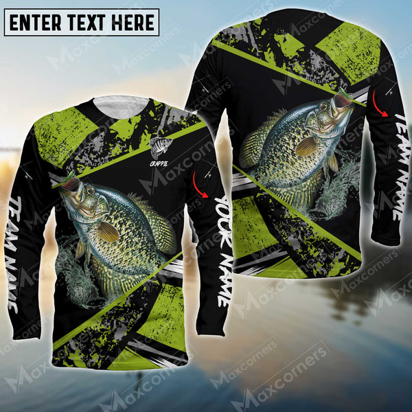 Maxcorner Crappie Fishing Green Color Personalized 3D Long Sleeve Shirt