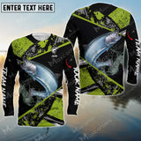 Maxcorner Salmon Fishing Green Color Personalized 3D Long Sleeve Shirt