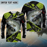 Maxcorner Stripped Bass Fishing Green Color Personalized 3D Long Sleeve Shirt