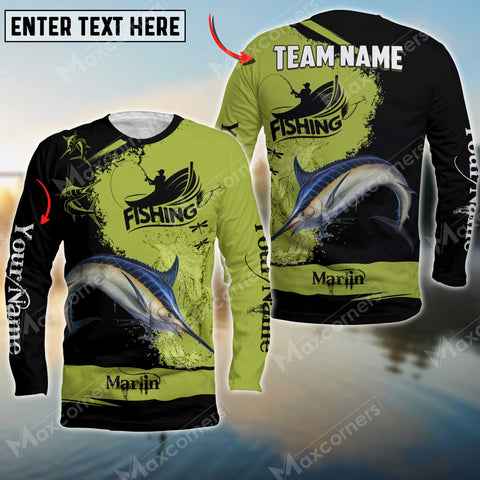 Maxcorner Marlin Fishing Personalized 3D Name, Team Name Long Sleeve Shirt