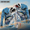 Maxcorners Fishing Blue and White Pro Sport Jersey Pattern Sun Protection Personalized Name Team Name 3D Shirts (6 Fish Species)