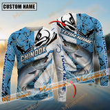 Maxcorners Chinook Fishing Blue and White Pro Sport Jersey Pattern Sun Protection Personalized Name Team Name 3D Shirts