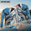 Maxcorners Fishing Blue and White Pro Sport Jersey Pattern Sun Protection Personalized Name Team Name 3D Shirts (6 Fish Species)