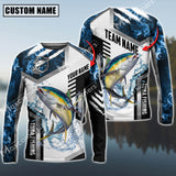 Maxcorners Tuna Fishing Blue Flame Sport Jersey Personalized Name, Team Name Long Sleeve Shirt