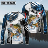 Maxcorners Walleye Fishing Blue Flame Sport Jersey Personalized Name, Team Name Long Sleeve Shirt