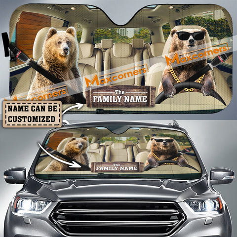 Maxcorners Bear Custom Name All Over Printed 3D Car Sun Shade