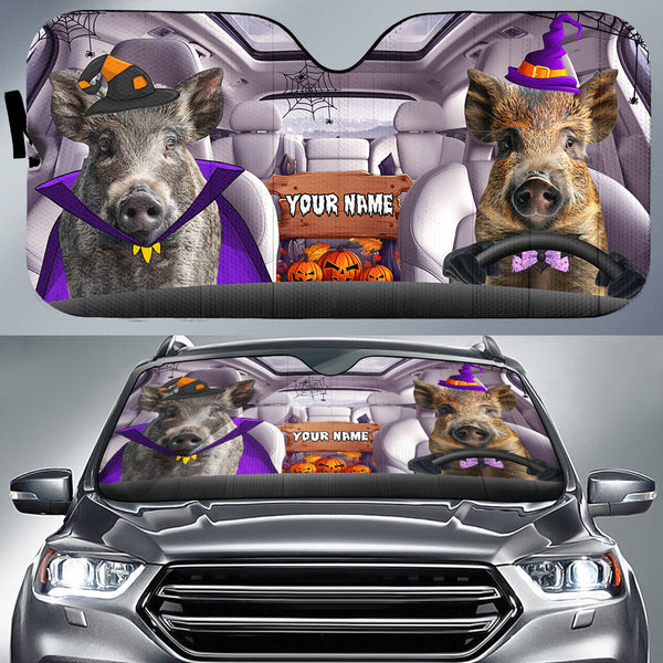 Maxcorners Boar Halloween Custom Name All Over Printed 3D Car Sun Shade