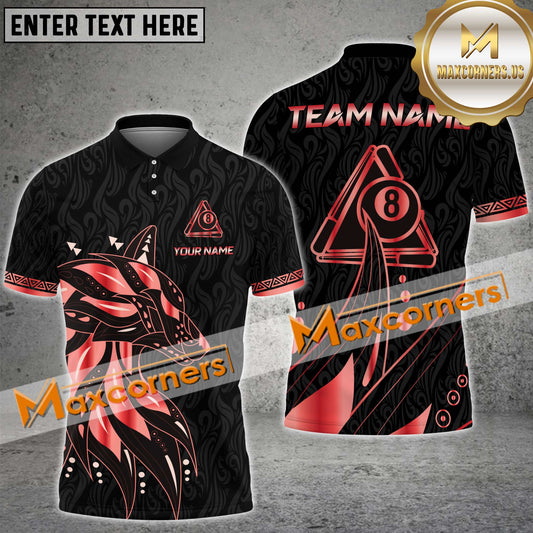 Maxcorners Billiard Ball 8 Mystery Pattern Multicolor Options Personalized Name, Team Name 3D Polo Shirt (6 Colors)