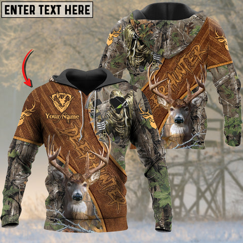 Maxcorners Deer Hunting Brown Camo Reaper Custom Name Shirt 3D All Over Printed Clothes