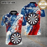 Maxcorners Darts USA Flag Pattern Dartboard Personalized Name 3D Shirt