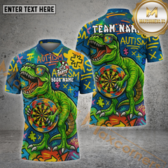 Maxcorners Darts Shirt –  Autism Awareness T-Rex Graffiti Design Design Personalized Name, Team Name 3D Shirt