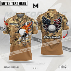 Maxcorners Golf Premium Eagle US Camo Pattern Customized Name Multicolor Custom 3D Polo Shirt