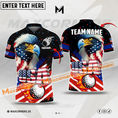 Maxcorners Polo Shirt  USA Eagle Flag Multicolor Custom 3D Polo Shirt