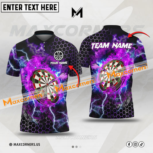 Maxcorners Darts Thunder Mutilcolor Options Personalized Name, Team Name 3D Polo Shirt