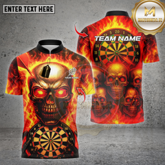 Maxcorners Darts Shirt  Skull With Dartboard & Darts Design Multioptions Personalized Name, Team Name Unisex 3D Shirt (4 Colors)