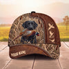 Maxcorners Hunting Dog Pheasant Hunter Zipper Leather Cattails Personalized Name 3D Cap