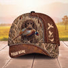 Maxcorners Hunting Dog Pheasant Hunter Zipper Leather Cattails Personalized Name 3D Cap