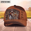Maxcorners Hunting Dog Bird Hunting Pheasant In Mouth Leather Patch Reeds Personalized Name 3D Cap