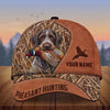 Maxcorners Hunting Dog Pheasant In Mouth Leather Camo Cattails Personalized Name 3D Cap