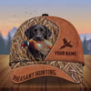 Maxcorners Hunting Dog Pheasant In Mouth Leather Camo Cattails Personalized Name 3D Cap
