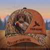 Maxcorners Hunting Dog Pheasant In Mouth Leather Camo Cattails Personalized Name 3D Cap