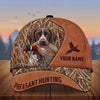 Maxcorners Hunting Dog Pheasant In Mouth Leather Camo Cattails Personalized Name 3D Cap