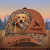 Maxcorners Hunting Dog Pheasant In Mouth Leather Camo Cattails Personalized Name 3D Cap