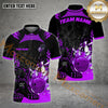 Maxcorners Bowling Ball & Pins The Panther Bowling Ball Pattern Personalized Name, Team Name 3D Polo Shirt (4 Colors)