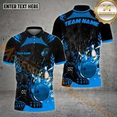 Maxcorners Bowling Ball & Pins The Panther Bowling Ball Pattern Personalized Name, Team Name 3D Polo Shirt (4 Colors)