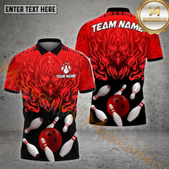 Maxcorners The Eagle Bowling Ball & Pins Personalized Name, Team Name 3D Polo Shirt (4 Colors)