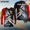 Maxcorners Fishing Red Flame Splash Pattern Sport Jersey Personalized Name, Team Name Long Sleeve Shirt (8 Fish Species)