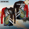 Maxcorners Fishing Red Flame Splash Pattern Sport Jersey Personalized Name, Team Name Long Sleeve Shirt (8 Fish Species)