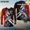 Maxcorners Fishing Red Flame Splash Pattern Sport Jersey Personalized Name, Team Name Long Sleeve Shirt (8 Fish Species)