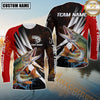 Maxcorners Fishing Red Flame Splash Pattern Sport Jersey Personalized Name, Team Name Long Sleeve Shirt (8 Fish Species)