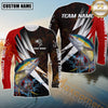 Maxcorners Fishing Red Flame Splash Pattern Sport Jersey Personalized Name, Team Name Long Sleeve Shirt (8 Fish Species)