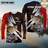 Maxcorners Fishing Red Flame Splash Pattern Sport Jersey Personalized Name, Team Name Long Sleeve Shirt (8 Fish Species)