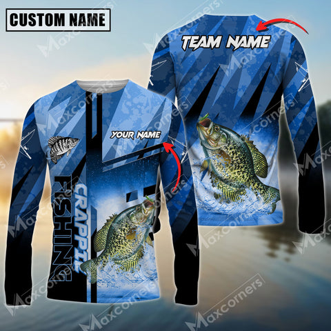 Maxcorner Crappie Fishing Sun Protection Sport Jersey Pattern Personalized Name And Team Name Long Sweat Shirt