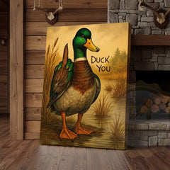 Maxcorners Duck You Funny Middle Finger Duck Humor Wall Art Wrapped Canvas