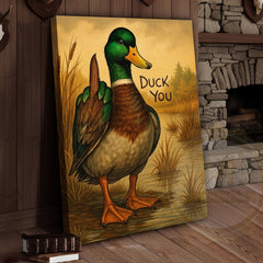 Maxcorners Duck You Funny Middle Finger Duck Humor Wall Art Wrapped Canvas