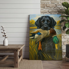 Maxcorners Black Lab Retriever With Duck Hunting Art Wrapped Canvas