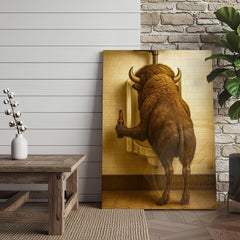 Maxcorners Funny Buffalo Bathroom Beer Humor Rustic Wall Art Wrapped Canvas