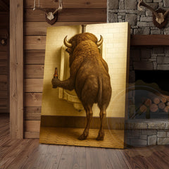 Maxcorners Funny Buffalo Bathroom Beer Humor Rustic Wall Art Wrapped Canvas
