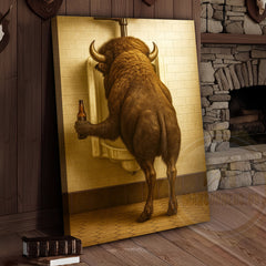 Maxcorners Funny Buffalo Bathroom Beer Humor Rustic Wall Art Wrapped Canvas