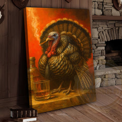 Maxcorners Turkey With Whiskey And Cigar Rustic Bar Wall Art Wrapped Canvas