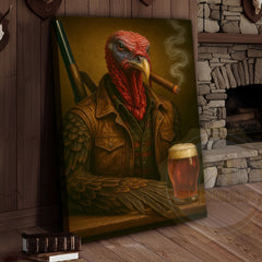 Maxcorners Turkey Hunter With Beer And Cigar Rustic Lodge Wall Art Wrapped Canvas