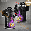 Maxcorners Billiard Grey Line Fire 9 Ball Pattern Personalized Name, Team Name 3D Polo Shirt (4 Colors)